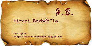 Hirczi Borbála névjegykártya